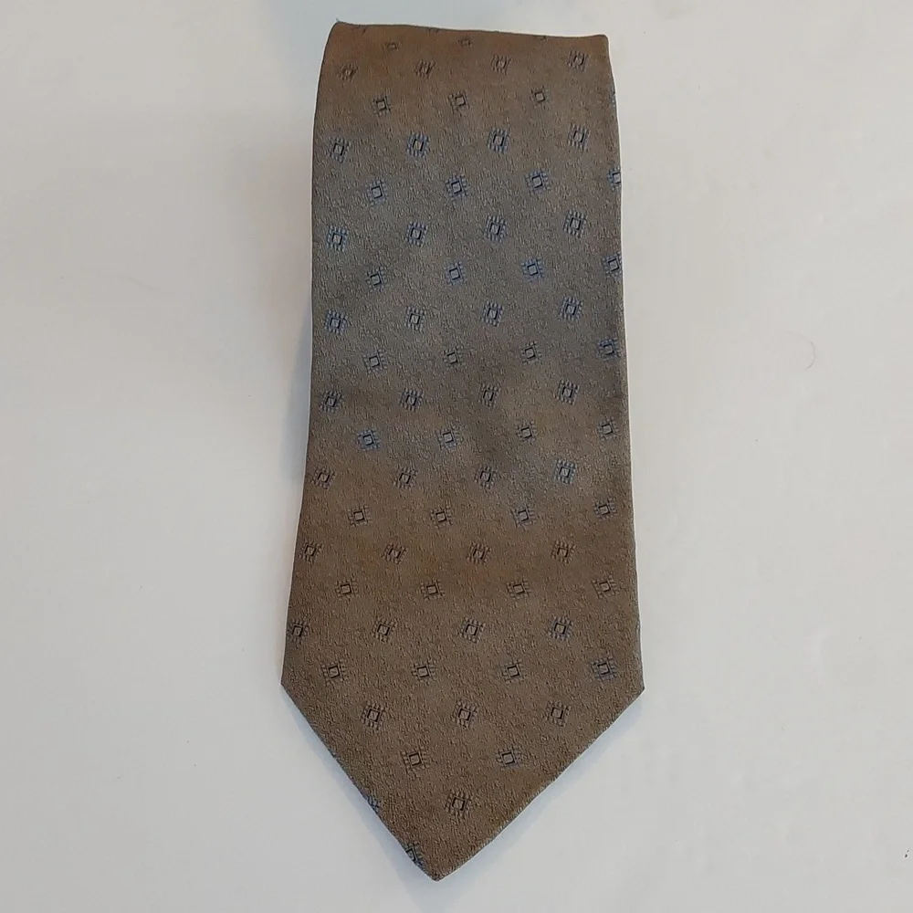 Robert Talbott Studio Mens Silk Tan and Blue Patterned Tie Neutral Sz.58'